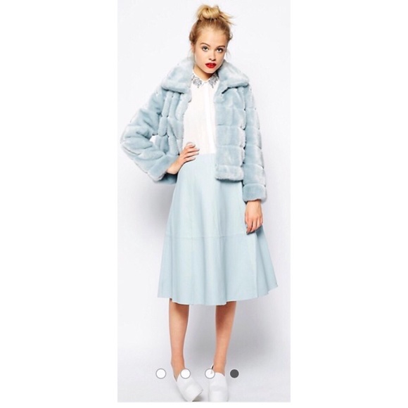 pale blue fur jacket